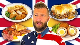 AMERICANS Try BRITISH FOOD For The First Time [upl. by Ackler]