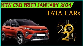 New CSD Price January 2024  Tata cars CSD price 2024  Nexon Punch CSD price 2024  CSD Cars [upl. by Anirtac]