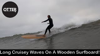 Long Cruisey Waves On A Wooden Surfboard [upl. by Akinajnat]