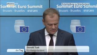 Griechenlandkrise Donald Tusk und JeanClaude Juncker zum EUSondergipfel am 07072015 [upl. by Atikihs]