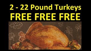 How to get 2 Free 22 Pound Turkeys  Thanksgiving Dinner Food [upl. by Mussman]