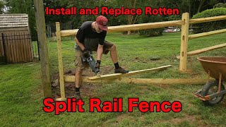 Install or Replace Split Rail Fence  Remove Rotten Posts and Add to Existing Pressure Treated [upl. by Atinreb]