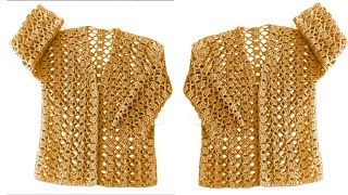 Very Easy 💯 Crochet New Stitch for Sweater Vest Cardigan Top Blouse [upl. by Gamali782]