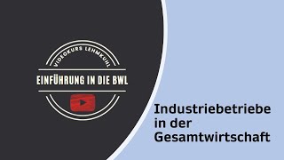 Einführung in die BWL Folge 5  Industriebetriebe in der Gesamtwirtschaft [upl. by Lizned]