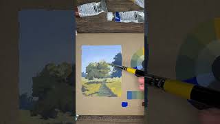 Landschaft in vier FarbenGouachemalerei landscapepainting paintingtutorial gouachepainting art [upl. by Aihseket150]