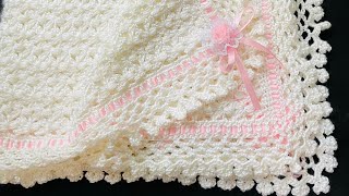 ¡TEJE ESTA HERMOSA manta para niños y niñas PATRÓN DE CROCHET FÁCIL Y RÁPIDO MANTITA DE BEBE MAYA [upl. by Ecirtahs]