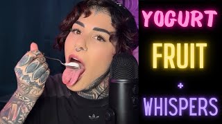 ASMR Yogurt Fruit amp Whispers sipping on Soda [upl. by Kramer]