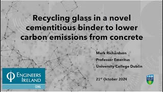 Recycling glass in a novel cementitious binder to lower carbon emissions from concrete [upl. by Yesac]