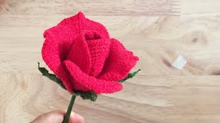 Crochet Valentine Rose Medium size กุหลาบ ขนาดกลาง [upl. by Jeni]