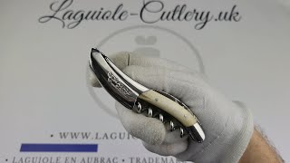 Laguiole Sommelier Corkscrew  Damascus Blade  Cattle Bone [upl. by Boothe]