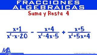 Suma y resta de fracciones algebraicas  Ejemplo 4 [upl. by Wadell]