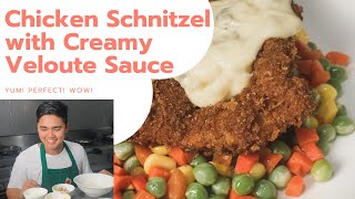 Chicken Schnitzel with Creamy Veloute Sauce [upl. by Caressa219]