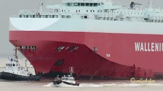 car carrier TALIA C6VJ6 IMO 9311854 inbound Emden with tugs pilot boarding timelapse [upl. by Alyak]