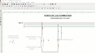 2 Conmutada Punto de luz conmutado Esquema multifilar [upl. by Maiah]