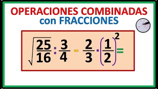 💪OPERACIONES COMBINADAS con FRACCIONES resta multiplicación división raíces y potencias [upl. by Aisylla347]