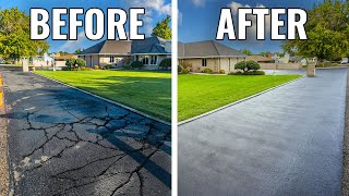 ONE DAY Asphalt Repair  Resurface Asphalt Yourself Including Cracks [upl. by Namreg]