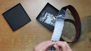 Raw Unboxing BOSTANTEN Belt Men Leather Reversible Belts for Men 1 38 for Casual Golf Dress Pants T [upl. by Lemhar]