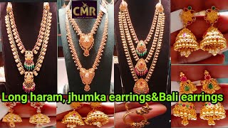 latest gold Mango Muvvala haram designs jhumka earringsampBali earrings models 22kt gold jewellery [upl. by Ahsienauq520]