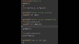 113 sum of all the elements of 1 D array of size n using pointers [upl. by Valentijn121]