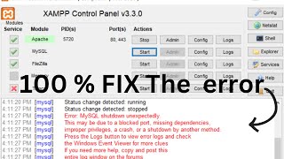 Error MySQL shutdown unexpectedly  How to Solve XAMPP Server MySQL Cannot Start  FIXED [upl. by Tehr]