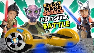 HOVERBOARD LIGHTSABER Battle Star Wars Rebels FUNnel V Fam Challenge [upl. by Iatnahs]