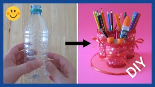 How to make a Beautiful Pen amp Pencil Holder from recycled bottles \ DIY \ PLAYwithCRAFTpaper [upl. by Ymeraj985]