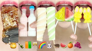 asmr EMOJI FOOD 🍯🍾🟧🟩🥂🌈🐰🦔🍉🍊🍇 HONEY COMB MARSHMALLOW 이모지 먹방 꿀 마시멜로 eating sounds [upl. by Anaej]