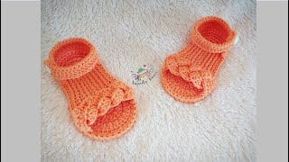 SANDALIAS TEJIDAS A CROCHET  PASO A PASO  MODELO EMILIA  3 A 6 MESES [upl. by Rod]