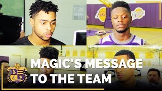 Magic Johnson Addresses Team Before Lakers Practice [upl. by Ahseniuq]