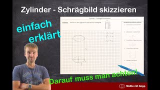 Zylinder  Schrägbild zeichnen  Mathe mit Kopp [upl. by Ehctav]