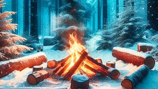 🔥 Cozy Campfire in the Winter Forest crackling fire winter fire fire snow winter ambience [upl. by Teresa467]