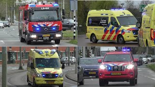 Versneller Brandweer Politie en Verschillende Ambulances met spoed door Den Haag [upl. by Yelac]