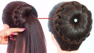 new bun hairstyle for wedding and party  trending hairstyle  party hairstyle  updo hairstyle [upl. by Heron402]