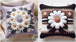 100Beautiful Pillow Cover Design Model Knitted with woolCrochet Pillow Cover Design tips crochet [upl. by Rolyt]