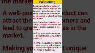 Positioning in Hindi  Market Positioning in Marketing Management positioning shorts education [upl. by Macnair]