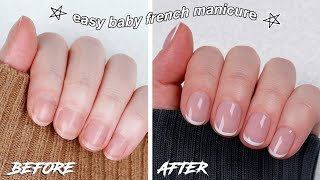 DIY SHORT GEL FRENCH MANICURE  The Beauty Vault [upl. by Nwahsyar949]