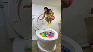 HIGHEST JUMP into Surprise Eggs in the Worlds Largest Toilet with HUGE SPLASH shorts [upl. by Pineda]