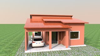 Planta 3d para casa simples e bonita  medidas [upl. by Eskil]