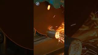 Intense CloseUp of Contractor Cutting Iron Rod with Sparks Flying Metalwork IronCutting CloseUp [upl. by Arsuy657]