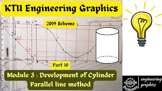 KTU Engineering Graphics Module 3 Part 10  Development of Cylinder Parallel line method [upl. by Deraj86]