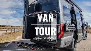 Custom Van Build FULL TOUR  Rossmönster  Sprinter 170quot AWD 3500 w Electric Bed Lift  261 [upl. by Ahsataj]