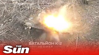 Russian soldiers forced to flee as Ukrainian Battalion unleashes mortars and heavy guns [upl. by Beaumont934]