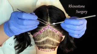 ASMR Satisfying Rhinestone Removal from Scalp Hairline amp Eyebrows Whispered [upl. by Ellehsem]