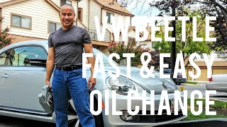 VW Beetle Oil Change Is it Easy amp Fast to Do a DIY Maintenance Oil Change on a Volkswagen car [upl. by Amirak]