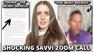 Shocking Savvi Recruitment Zoom Call Exposed They Admit You Must Recruit antimlm [upl. by Elag]