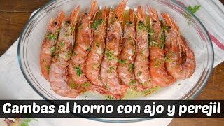 Gambas al horno con ajo y perejil Receta fácíl [upl. by Anaeg]