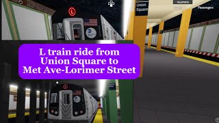 L train ride from union sq to Lorimer Street [upl. by Eiryt9]