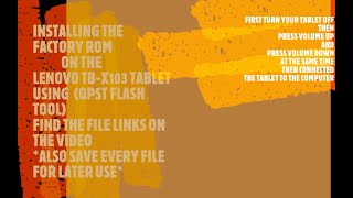 Lenovo TB X103F Factory Rom Installation [upl. by Monto]