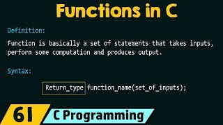 Introduction to Functions in C [upl. by Nediarb]