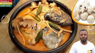 The Perfect Ghanaian Tilapia amp Mushroom Light Soup With Fufu  Delicious Recipe [upl. by Osnofledi]